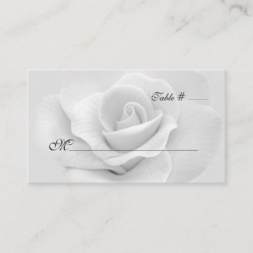 Elegant White Rose Wedding Escort Card Business Card