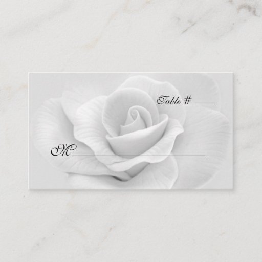 Customizable Elegant White Rose Wedding Escort Card Business Card