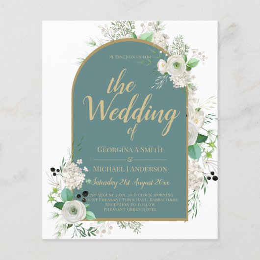 Elegant White Roses All-in-1 Wedding Invite RSVP (Front)