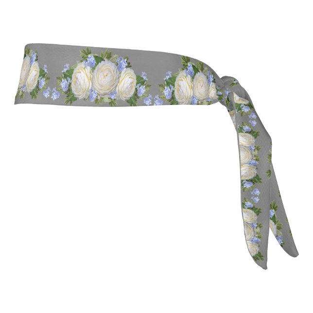 Elegant White Roses Bouquet Romantic Tie Headband (Rotate 90)
