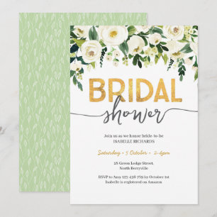 Elegant White Roses Bridal Shower Invitation