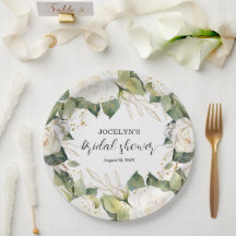 Elegant White Roses Bridal Shower Square
