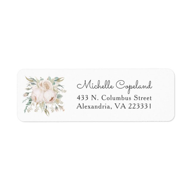 Elegant White Roses Floral  Bouquet Label (Front)