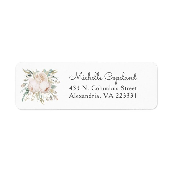 Elegant White Roses Floral Bouquet Label | Zazzle.com