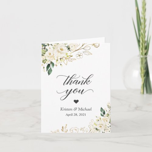 Elegant White Roses Floral Wedding Thank You - Elegant White Roses Floral Wedding Thank You Card.
(1) For further customization, please click the "customize further" link and use our design tool to modify this template. 
(2) If you need help or matching items, please contact me.