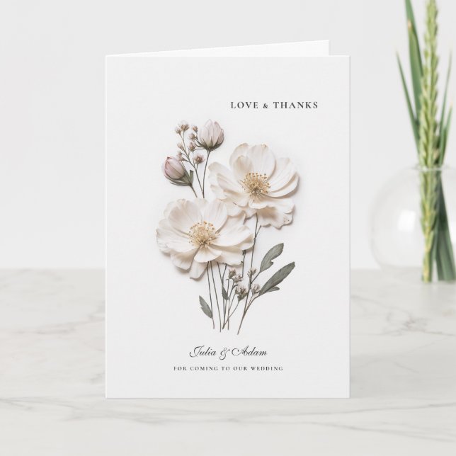 Elegant White Roses I Folded Thank You Card (Front)