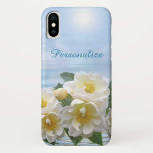 Elegant White Roses Personalize iPhone XS Case