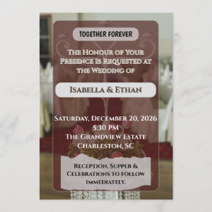 Elegant White Roses Reception Tables Classic Weddi Invitation