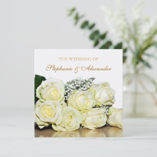 Elegant White Roses Wedding Invitation | Zazzle