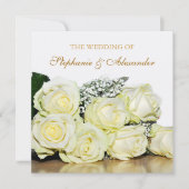 Elegant White Roses Wedding Invitation | Zazzle