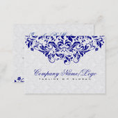 Elegant White & Royal Blue Damasks & Swirls Business Card (Front/Back)