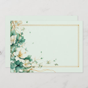 Elegant white, sage and gold flowers Blank Invitation