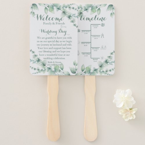 Elegant White  Sage Hand Fan