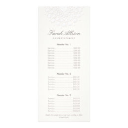 Elegant White Salon and Spa Price List Rack Card
