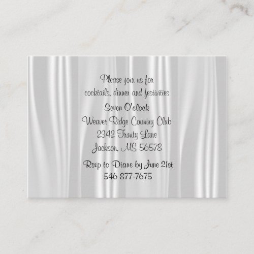 Elegant White Satin Enclosure Card