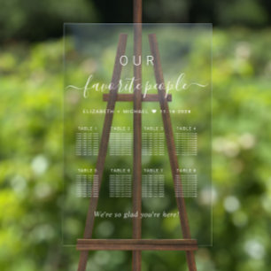 Elegant White Script 8 Table Wedding Seating Chart