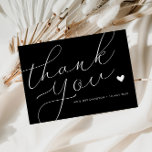 elegant white script black wedding thank you card<br><div class="desc">A modern wedding thank you card with a wonderful white script on black color.  Add a personal thank you message to your guests.</div>