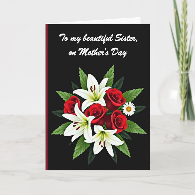 Elegant White Script Mother Card (Front)