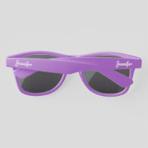 Elegant White Script Personalized Name Sunglasses