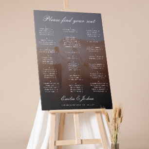 Elegant White Script Photo Wedding Seating Chart Foam Board
