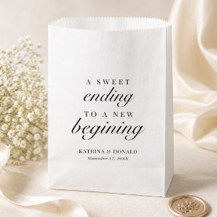 Elegant White Script Sweet Ending Favor Bag
