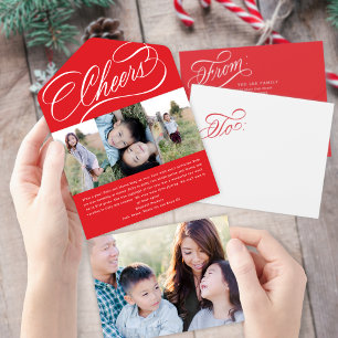 Elegant White Script Tear Away Photo Holiday Card
