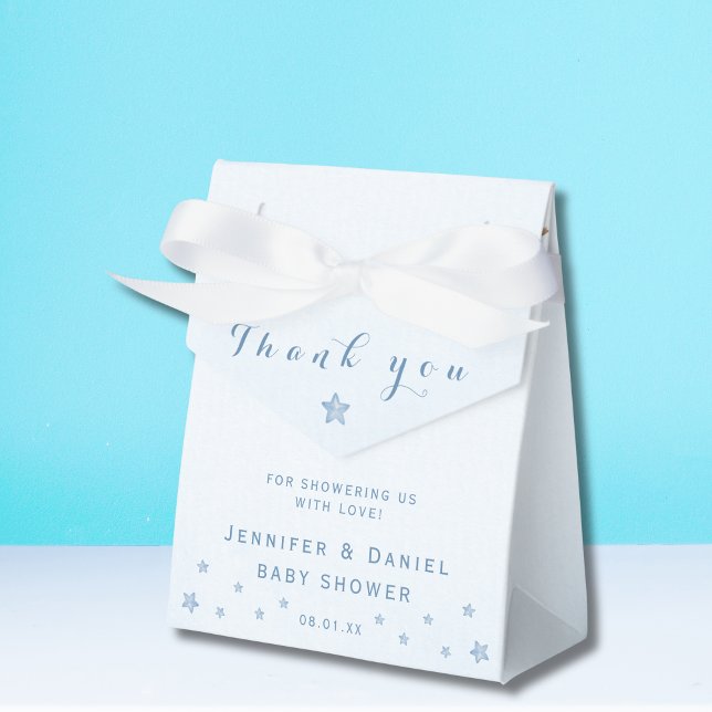 Elegant White Script Thank You Favor Box Stars (Creator Uploaded)