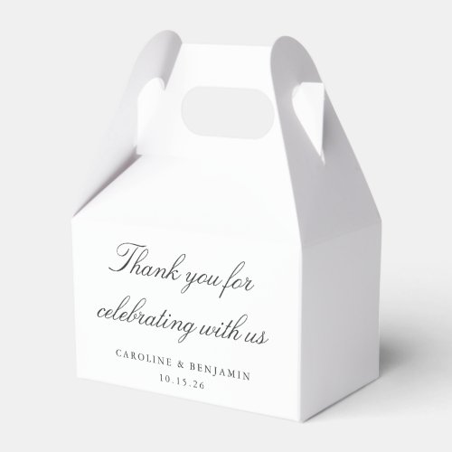 Elegant White Script Wedding Custom Thank You  Favor Boxes