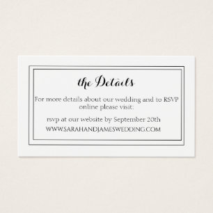 Elegant White Script Wedding Website Mini Card