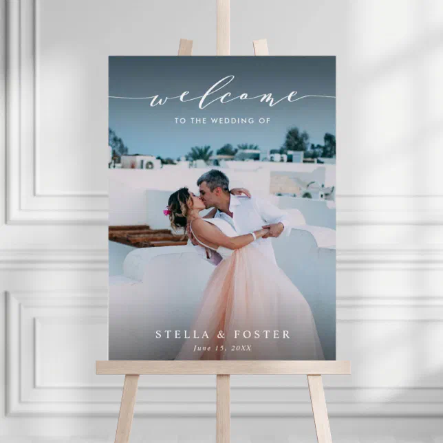 Elegant White Script Wedding Welcome Sign | Zazzle