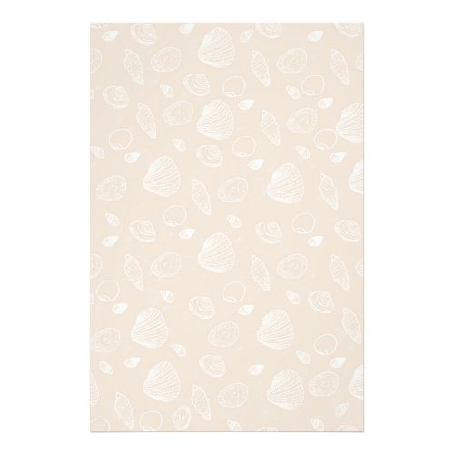 Elegant White Seashells Beige Pattern Photo Print