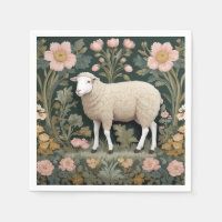 Elegant White Sheep William Morris Inspired