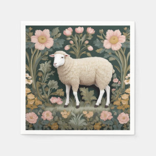 Elegant White Sheep William Morris Inspired Napkins