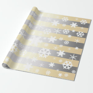 Elegant White & Silver Christmas Snowflake Pattern Wrapping Paper