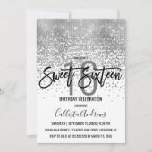 Elegant White Silver Glitter Confetti Sweet 16 Invitation (Front)