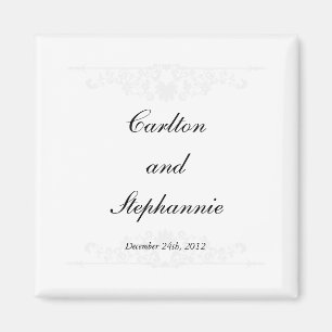 Elegant White/Silver Wedding Magnet Favor
