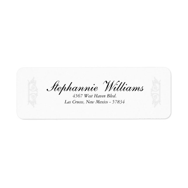 Elegant White/Silver Wedding Return Address Label (Front)