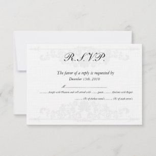 Elegant White/Silver Wedding RSVP Cards