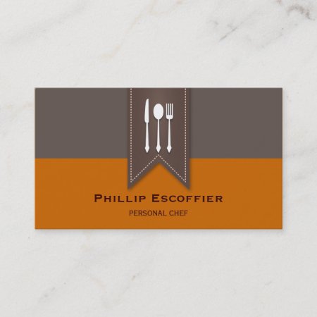 Elegant White Silverware Chef Bistro Business Card