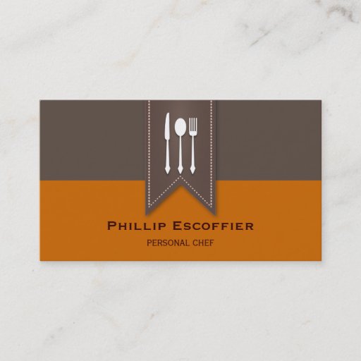 Customizable Elegant White Silverware Chef Bistro Business Card