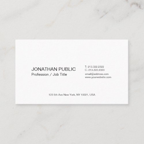Elegant White Simple Modern Professional Template Business Card