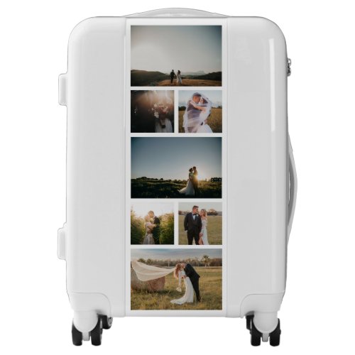 Elegant White Simple Modern Wedding Photo Collage Luggage