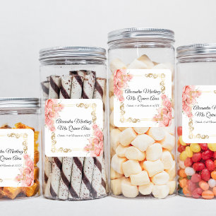 Elegant White Simple Pink Rose Gold Quinceañera Square Sticker