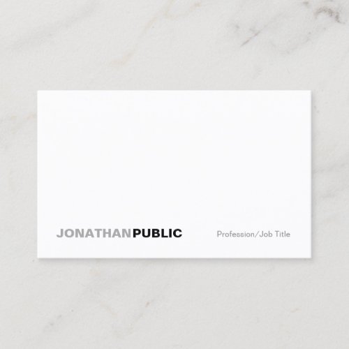 Elegant White Simple Plain Professional Modern Business Card