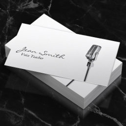 Elegant White Singer Music Voice Teacher Business Card