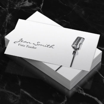 Elegant White Singer Music Voice Teacher Business Card by cardfactory at Zazzle