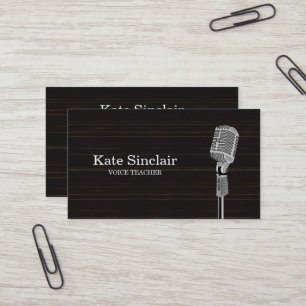 Elegant White Singer Music Voice Teacher Musical B Business Card