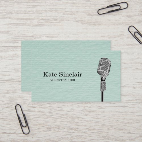 Elegant White Singer Music Voice Teacher Musical Business Card