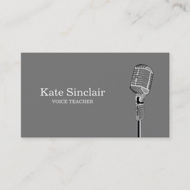 Elegant White Singer Music Voice Teacher Musical Business Card (Front)