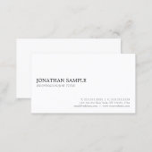 Elegant White Sleek Minimalist Plain Modern Business Card (Front/Back)